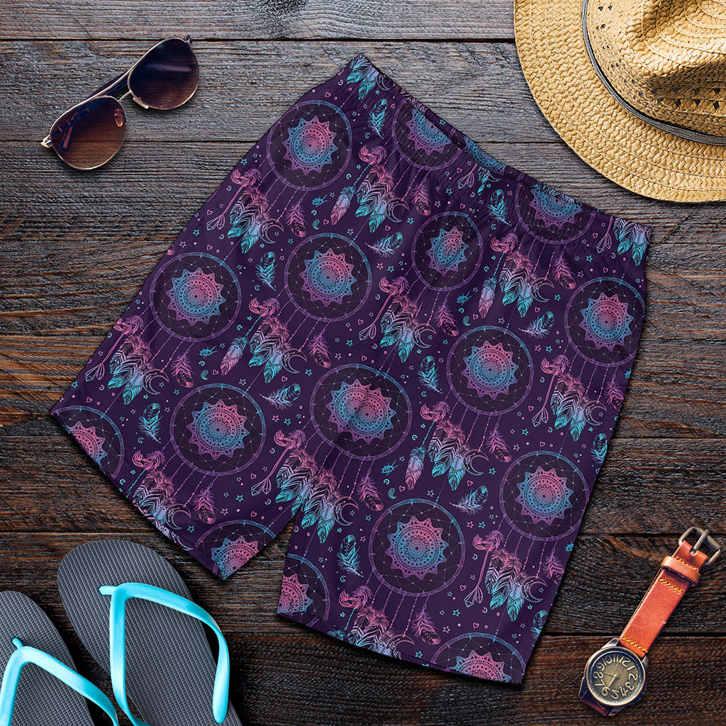 Purple And Teal Dream Catcher Print Men's Shorts