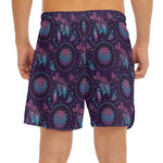Purple And Teal Dream Catcher Print Men's Split Running Shorts