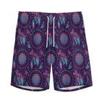 Purple And Teal Dream Catcher Print Men's Sports Shorts