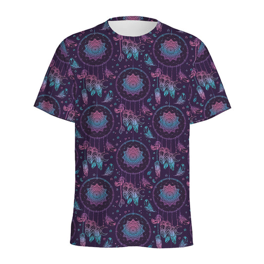 Purple And Teal Dream Catcher Print Men's Sports T-Shirt