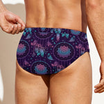 Purple And Teal Dream Catcher Print Men's Swim Briefs