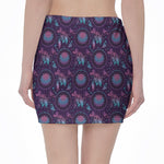 Purple And Teal Dream Catcher Print Pencil Mini Skirt