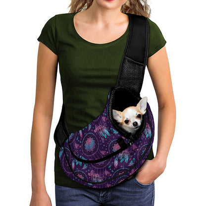 Purple And Teal Dream Catcher Print Pet Sling Carrier