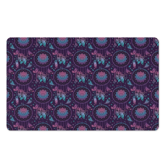 Purple And Teal Dream Catcher Print Polyester Doormat