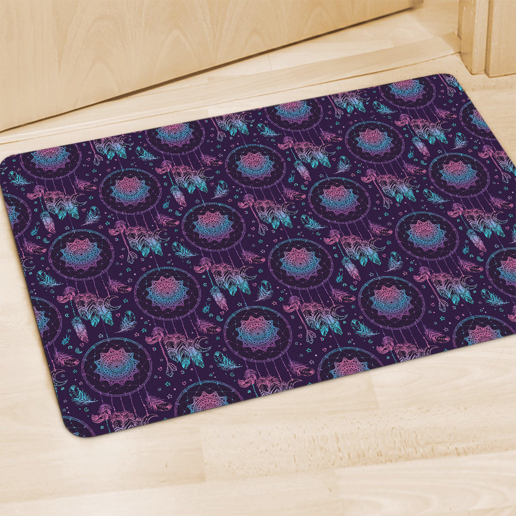 Purple And Teal Dream Catcher Print Polyester Doormat