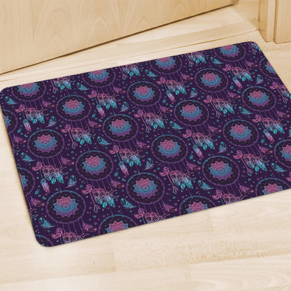 Purple And Teal Dream Catcher Print Polyester Doormat