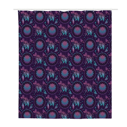 Purple And Teal Dream Catcher Print Polyester Shower Curtain
