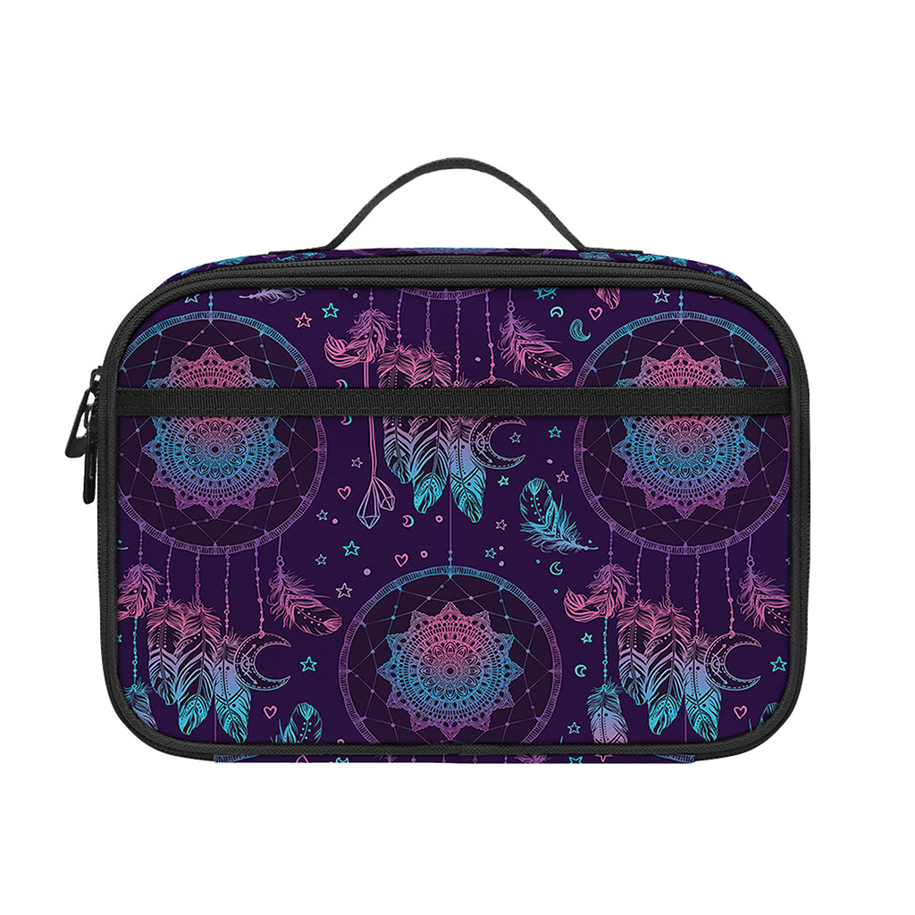 Purple And Teal Dream Catcher Print Portable Lunch Bag
