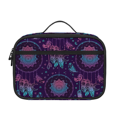 Purple And Teal Dream Catcher Print Portable Lunch Bag