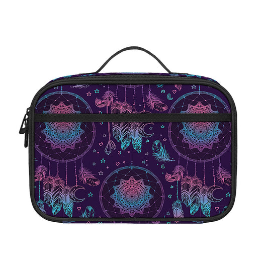 Purple And Teal Dream Catcher Print Portable Lunch Bag