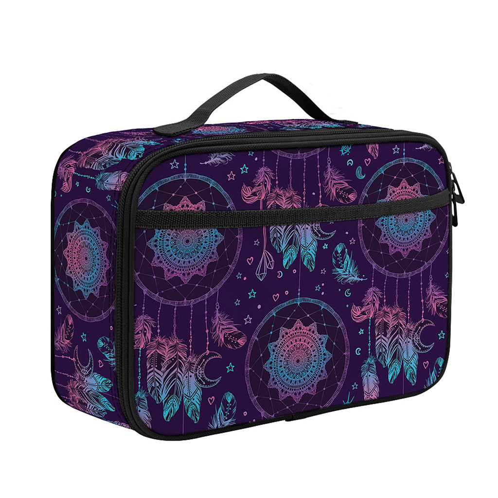 Purple And Teal Dream Catcher Print Portable Lunch Bag
