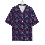Purple And Teal Dream Catcher Print Rayon Hawaiian Shirt
