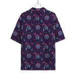 Purple And Teal Dream Catcher Print Rayon Hawaiian Shirt