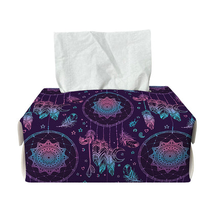 Purple And Teal Dream Catcher Print Rectangle Tissue Box Cover