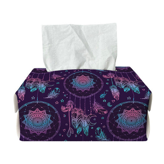 Purple And Teal Dream Catcher Print Rectangle Tissue Box Cover