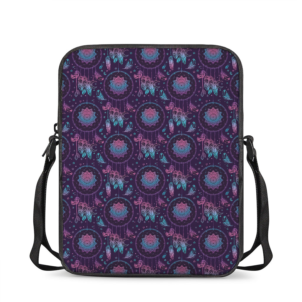 Purple And Teal Dream Catcher Print Rectangular Crossbody Bag