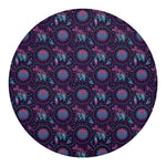 Purple And Teal Dream Catcher Print Round Blanket