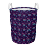Purple And Teal Dream Catcher Print Round Laundry Basket
