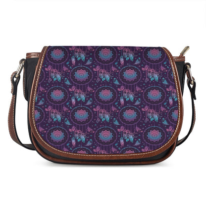 Purple And Teal Dream Catcher Print Saddle Bag
