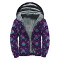 Purple And Teal Dream Catcher Print Sherpa Lined Zip Up Hoodie