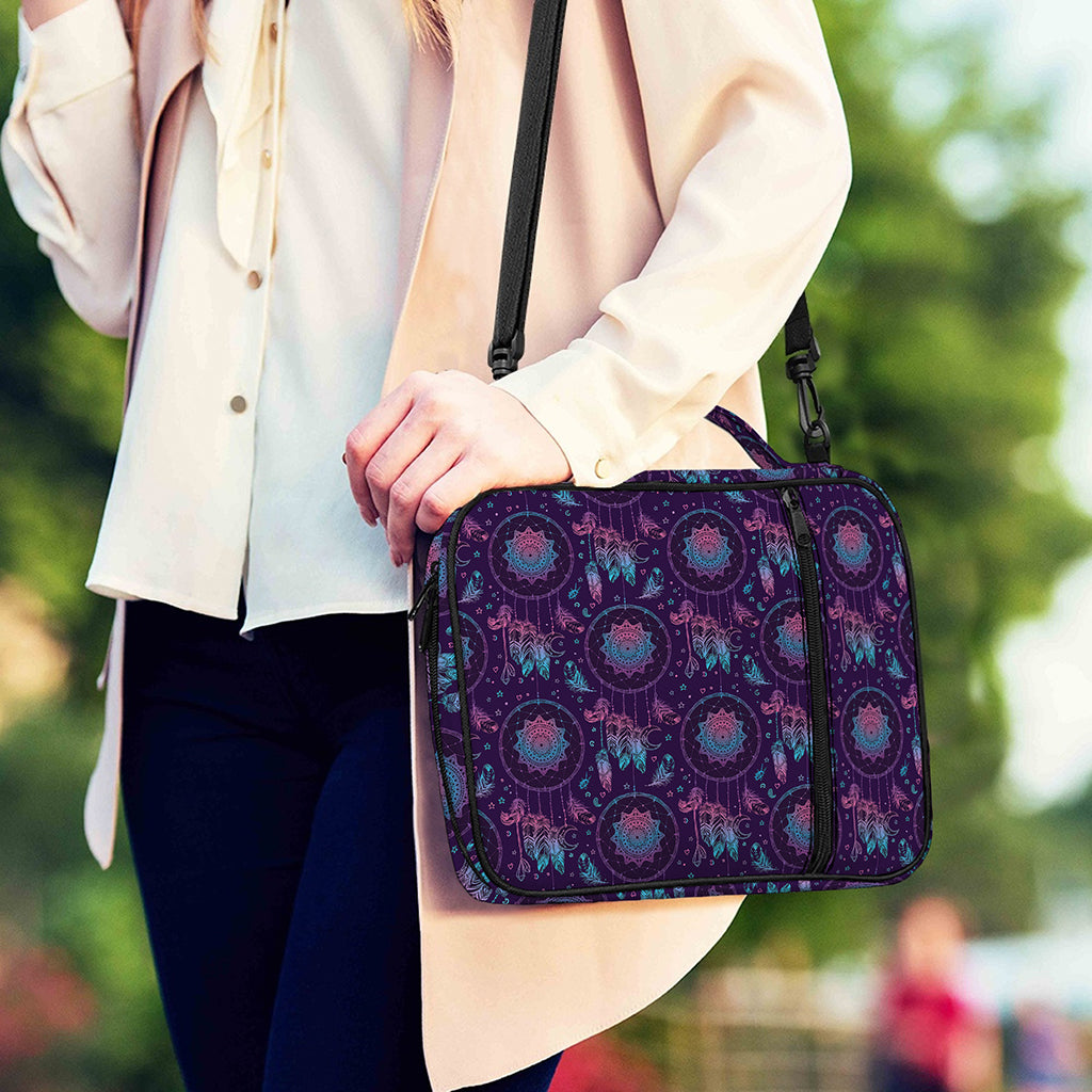 Purple And Teal Dream Catcher Print Shoulder Strap Bible Bag