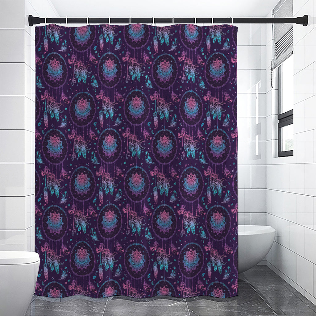 Purple And Teal Dream Catcher Print Shower Curtain