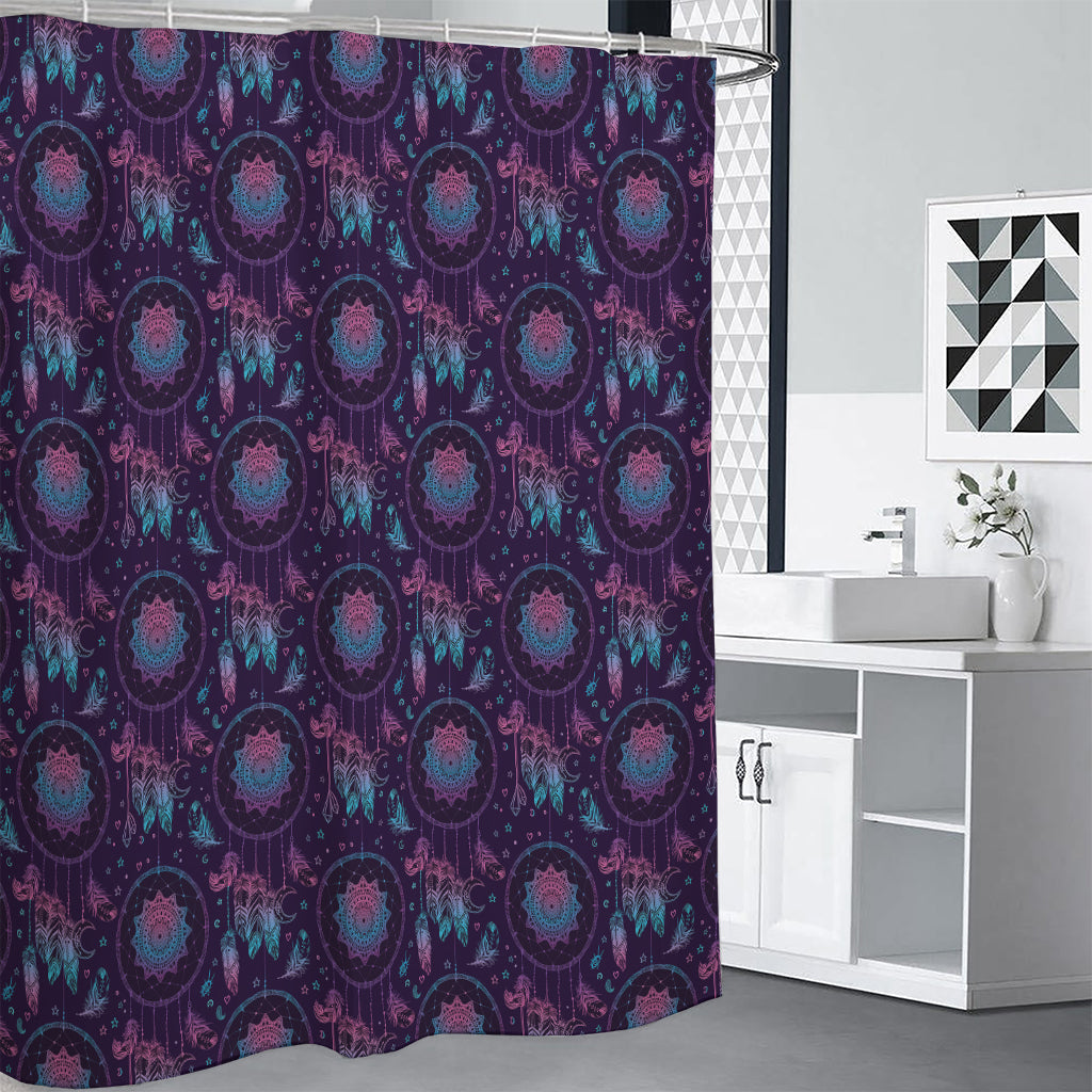 Purple And Teal Dream Catcher Print Shower Curtain
