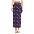 Purple And Teal Dream Catcher Print Side Slit Maxi Skirt