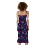 Purple And Teal Dream Catcher Print Slim Fit Midi Cami Dress