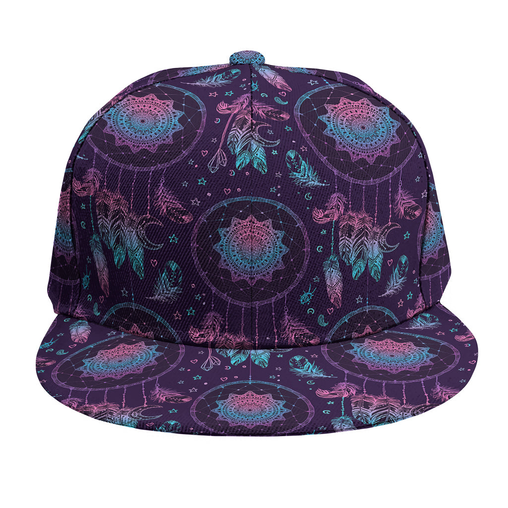 Purple And Teal Dream Catcher Print Snapback Cap