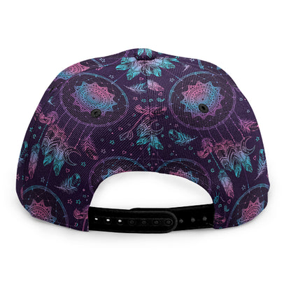 Purple And Teal Dream Catcher Print Snapback Cap