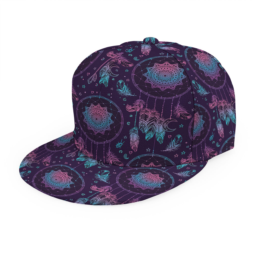 Purple And Teal Dream Catcher Print Snapback Cap