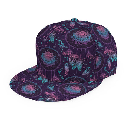 Purple And Teal Dream Catcher Print Snapback Cap
