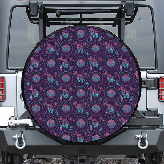 Purple And Teal Dream Catcher Print Tire Cover