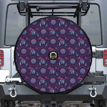 Purple And Teal Dream Catcher Print Tire Cover With Camera Hole