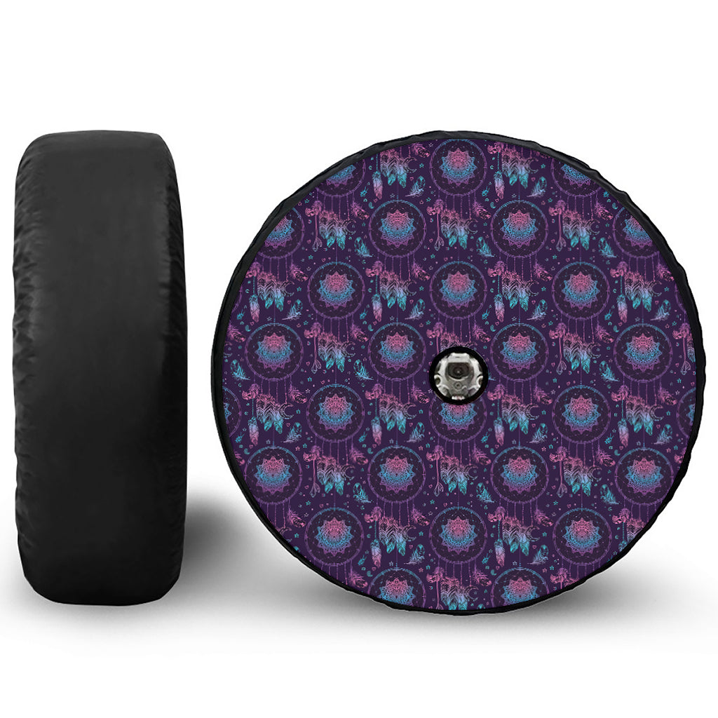 Purple And Teal Dream Catcher Print Tire Cover With Camera Hole