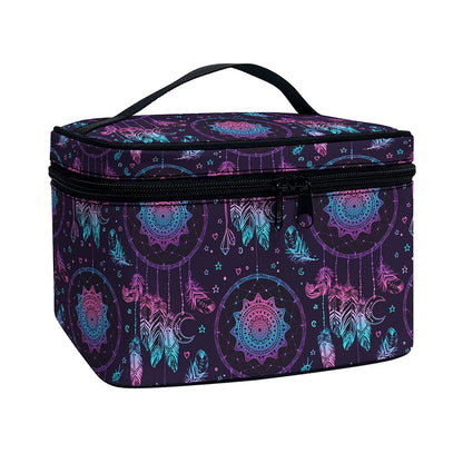 Purple And Teal Dream Catcher Print Travel Makeup Bag