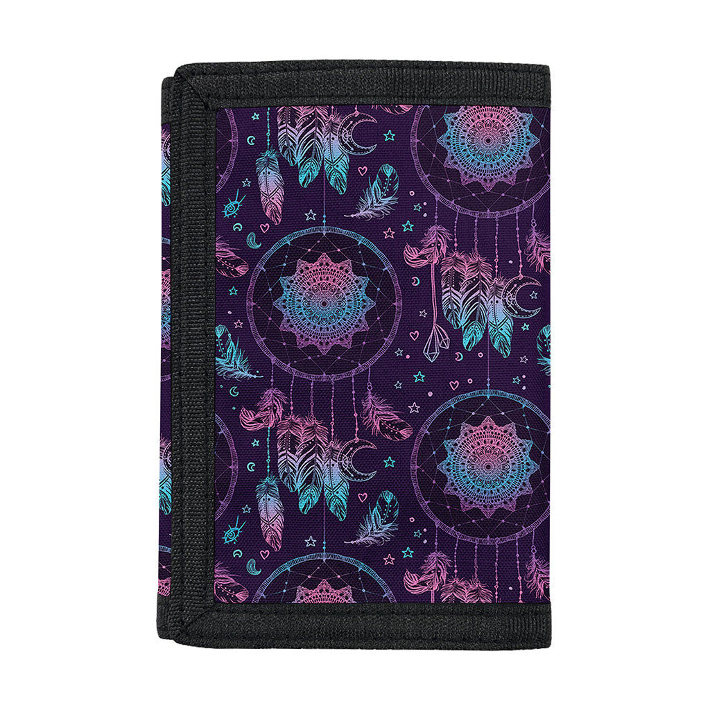 Purple And Teal Dream Catcher Print Trifold Wallet