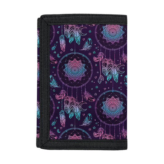 Purple And Teal Dream Catcher Print Trifold Wallet