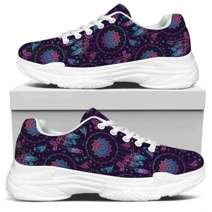 Purple And Teal Dream Catcher Print White Chunky Shoes