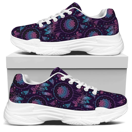 Purple And Teal Dream Catcher Print White Chunky Shoes