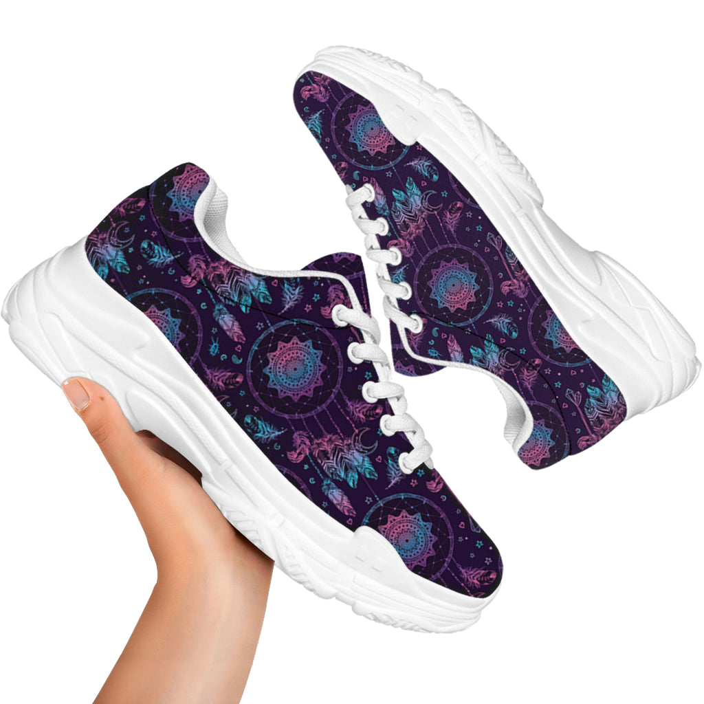 Purple And Teal Dream Catcher Print White Chunky Shoes