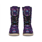 Purple And Teal Dream Catcher Print Winter Boots