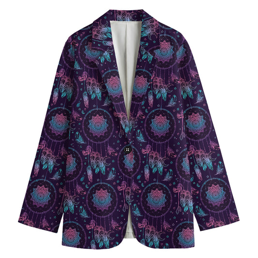 Purple And Teal Dream Catcher Print Women's Blazer