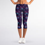 Purple And Teal Dream Catcher Print Women's Capri Leggings