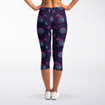 Purple And Teal Dream Catcher Print Women's Capri Leggings