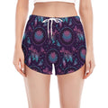 Purple And Teal Dream Catcher Print Women's Split Running Shorts