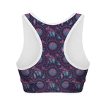 Purple And Teal Dream Catcher Print Women's Sports Bra