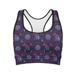 Purple And Teal Dream Catcher Print Women's Sports Bra