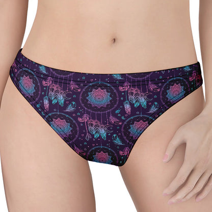 Purple And Teal Dream Catcher Print Women's Thong